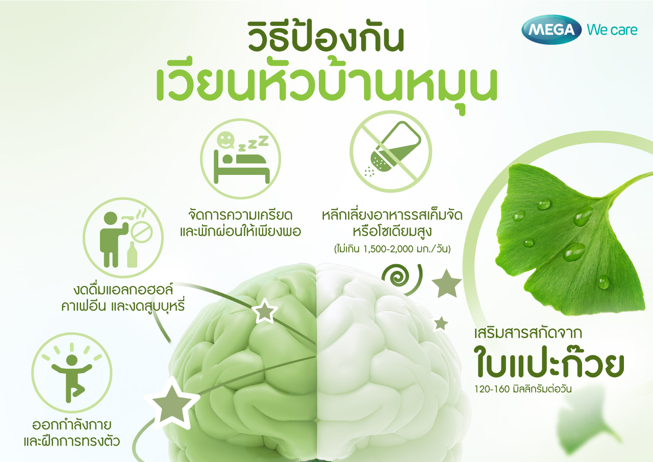 สาเหตุของอาการมึนหัวบ้านหมุน (Vertigo) ป้องกัน เวียนหัวบ้านหมุน ด้วยแปะก๊วย