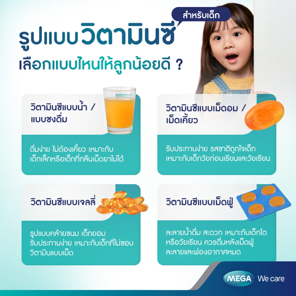วิตามินซีสำหรับเด็กรูปแบบต่าง ๆ พร้อมคุณสมบัติเด่น
