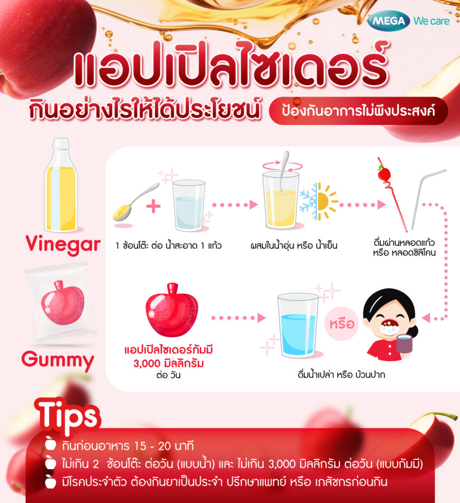 วิธีกิน apple cider vinegar แบบน้ำและแบบเยลลีกัมมี