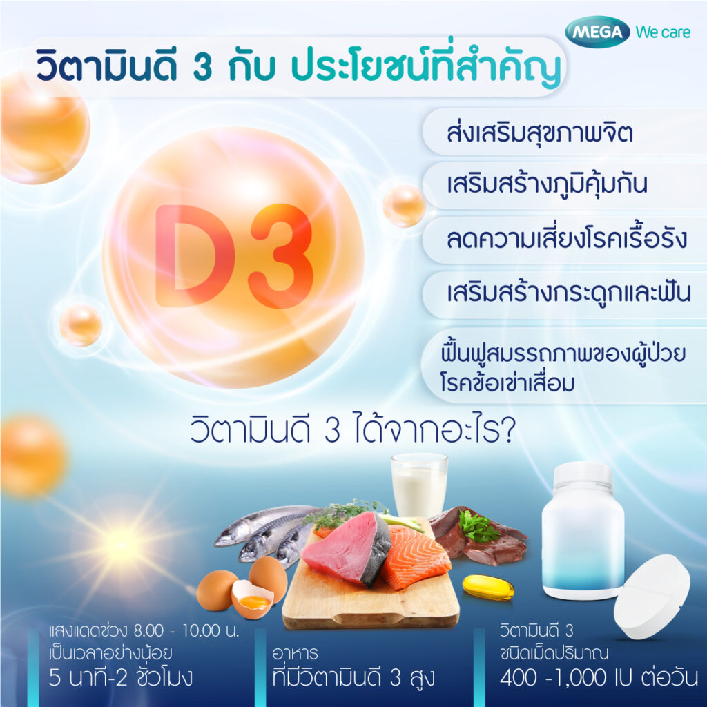 ประโยชน์ของ วิตามินดี 3 ช่วยอะไร