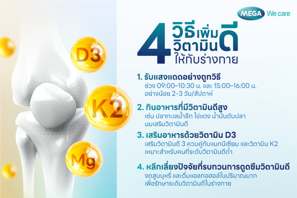 วิธีเพิ่มวิตามินดี สำหรับคนที่มีระดับ วิตามินดีต่ำ