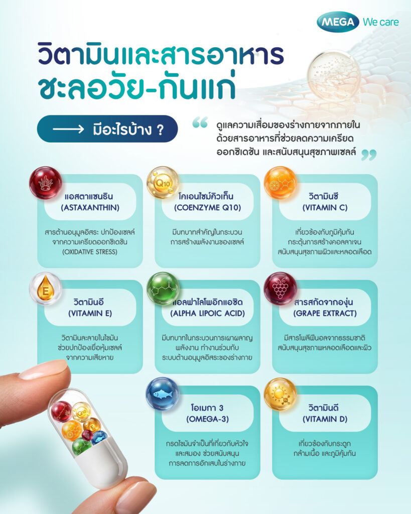 8 วิตามินและสารอาหารชะลอวัย-กันแก่ สนับสนุนสุขภาพเซลล์