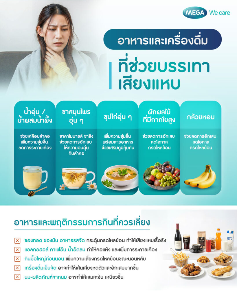 เสียงแหบกินอะไรหาย ? อาหาร-เครื่องดื่มที่ช่วยบรรเทาเสียงแหบ และอาหารที่ควรเลี่ยง
